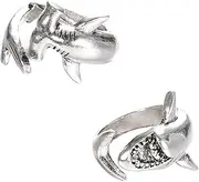 [LIFKOME] Ring Adjustable Stackable Rings Couple Knuckle Moonstone The Ring Animal Wrap Ring Open Thumb Ring Finger Wrap Ring Round Thumb Ring Alloy Silver
