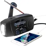 2021 Upgraded Emergency Solar Hand Crank Radio with LED Flashlight, Portable Am Fm NOAA Weather Radio, 2000mAh Solar Power Bank Cell Phone Charger for Home and Outdoor (Black)