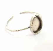 Hammered Drop Bracelet Blanks Cuff Adjustable Antique Silver Brass G16025