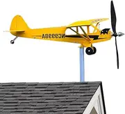 Aircraft Weathervane - 2023 New Airplane Wind Spinner Metal Weather Vane Windmill - Handmade Piper J3 Aeroplane Seaplane Weather Vane Whirlygig Windmill for Flight Lovers