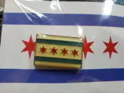 Chicago City Flag Lapel Pin Old Chi Town cloisonné Collectors Item Police Fire