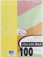 TOP FLIGHT NEON Colors college Rule LOOSE LEAF FILLER PAPER New 20LB New
