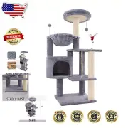 42.5'' Multifunctional Cat Tree with Hammock and Jute Scratching Posts - Grey