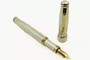 Solid Silver Pompeii Fountain Pen EF Nib Point Waterman Cartridges Made in Italy