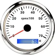 SKMWLMRAJ 85mm Car Boat Tachometer Gauge LCD Hour Meter 3000 4000 6000 8000 RPM12V/24V 7Colors Backlight Tacho Sensor Marine Tacho Meters Automobile Tachometer(WS 7000RPM)