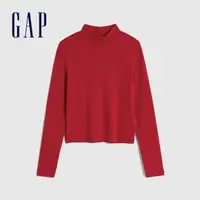 在飛比找momo購物網優惠-【GAP】女童裝 立領長袖T恤-紅色(787387)