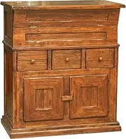 Solid Lime Wood Walnut Finish W81xDP45xH92 cm Sized Sideboard. Made in Italy