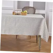 Gingham Check Linen Tablecloth 60 x 90 Inch - 100% Pure Linen Plaid Natural