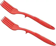 BRIGHTFUFU Nonstick Silicone Forks 2 Pcs Large Cooking Fork for Noodles Pasta Salad Safe Comfortable Easy to Clean
