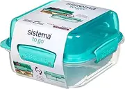 [Sistema] Lunch Stack Square to Go Lunch Box | 1.24 L Food Container with Bento-Style Compartments | BPA-Free | Assorted Colours