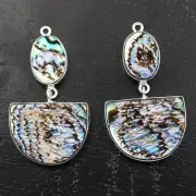 Natural Abalone Shell Mother Of Pearl Silver Plated Connector Making Earrings