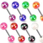 Tongue Bar Barbell Piercing with Metallic Coated Acrylic Ball Surgical Steel