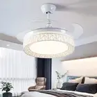 42" LED Light Ceiling Fans Remote Retractable Blade Chandeliers 3-Color Lighting