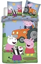 Peppa Pig - Children's Reversible Cotton Bed Linen Set at the Tractor Farm - Duvet Cover 140 x 200 cm Pillowcase 50 x 70 cm