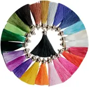 2pc Ice Silk Fringe W/Cap Tassel Sewing Finishes Decor Hanging Trim Bookmark DIY