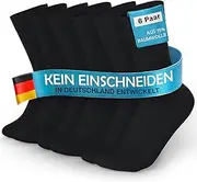 MEDOLY Socks without elastic waistband (6 pairs) with 75% cotton, health socks for men and women - socks without irritating seams, socks without waistband, 6x Black, 35-38