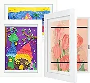 [3-Pack Kids Artwork Frames Changeable - Kids Art Frames Front Opening 8.5 x 11 Holds 150 Pics, Artwork Frames for Kids Art, Kids Photo Frame Ideal for Portfolio, Pictures, Drawings (White)]