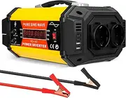 Inverter 1000 W, Voltage Converter 12 V 230 V, LCD Display, with 2 USB Ports, 2 Sockets, 2 DC One Outputs, 2 Type C and 2 USB, Inverter 12 V 230 V, Sine Wave Inverter 12 V to 230 V for Motorhome
