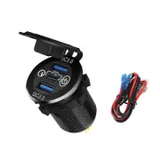 3 Ports QC 3.0 PD USB Car Fast Charger Adapter LED Socket Power Outlet 12V/24V
