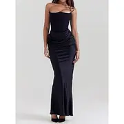 Women's Long Dress Maxi Dress Corset Dress Cocktail Dress Fashion Modern Party Evening Party Tea Party Slim Plain Sleeveless Strapless Black Light Green Summer
