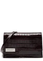 Coperni Folder Mini Crocodile-effect Leather Cross-body bag - Brown ONE SIZE