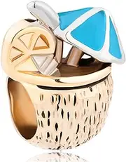[NARTGO] Coconut Juice Beach Drink Summer Holiday Charm Compatible With Pandora Charms Bracelets, Copper, No Gemstone