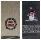 St Nicholas Square Christmas Snowman Bath Fingertip Towels 100% Cotton 2-pk.