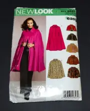 LADIES' CAPE IN FIVE STYLES Sewing Pattern, Size XS-XL - NEW LOOK #6537 UNCUT