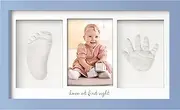 Baby Hand and Footprint Kit - Baby Footprint Kit, Baby Handprint Kit, Personalized Baby Keepsake Frame, Baby Imprint Kits, Newborn Picture Frame, Baby Gifts for Girls, Boys (Cornflower)