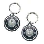 2PK Nostalgic Art Metal 7.5x4cm Round Keyring Hanging Keychain Decor VW Tacho