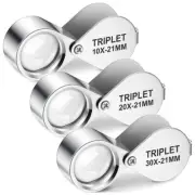 3 Pieces Jewelers Eye Loupe Set 10X, 20X and 30X Pocket Jewelry Loupe,1550
