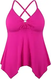 [Firpearl] Women's Tankini Swimsuits Modest Flowy Crossback Plus Size Bathing Suit Top