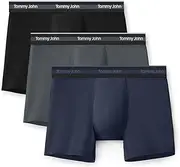 [Tommy John] Men's Comfort Micro Trunk Boxer Brief Underwear - 4" 3-Pack, 4-Way Stretch, Stay-Put Waistband, Support Pouch