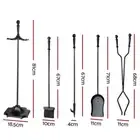 Fire Pit Tool Set 5pc Stand + Poker Shovel Brush Log Clipper Outdoor Fireplace