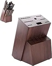 Wood Knife Block Holder Without Knives 14-Slot Rubberwood Universal Countertop Butcher Block for Knife Storage - Multifunctional Knife Rack Stand for Easy Kitchen Storage