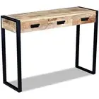 Console Table with 3 Drawers Solid Mango Wood 110x35x78cm Side Desk vidaXL
