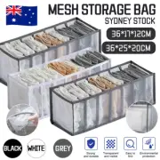 7 Grids Clothes Organizer Closet Wardrobe Drawer Divider Mesh Storage Box AU