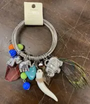 Davinci Silver Tone Elephant Themed Bangle Charm Bracelet One Size NEW*