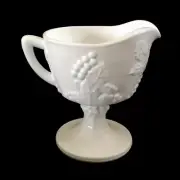 Vintage Milk Glass Grapes Colony Footed Creamer Pitcher Harvest White Never Used
