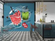 3D Bubble Tea A38 Pearl Tea Milk Tea Shop Wallpaper Wall Murals Self-adhesive Am