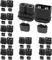 ELFCULB 10 Pairs XT60 Male & Female Connectors with Back Cover, Gold Plated for Drones FPV RC Airplanes/Battery/UAVs, Lipo Plug Adapter (Black)