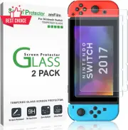Tempered Glass Screen Protector Nintendo Switch 2017 2019 Models 2 Pack