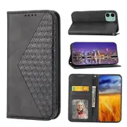 For iPhone 12 Mini Case, Leather Wallet Flip Case With Strap - Black