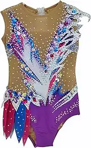 [JoyCan] rhythmic gymnastics suit Skin-tight garment with diamonds Purple
