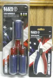 Klein Tools 8544374 Screwdriver Set + D275574 Flush Cutter American Forged