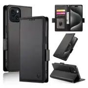 Wallet Case for IPhone 15,Slim Protective Shockproof Case With Card Holder,Premium PU Leather Kickstand-Black
