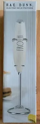 RAE DUNN Electric Milk Frother Drink mixer White BRAND NEW Portable With Stand