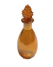 Glass Vanity Bottle with Leaf Top - Rich Amber Color