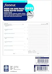 Filofax 2022 A5 Diary Week on One Page Diary with Lined Notes, White, 22-68509
