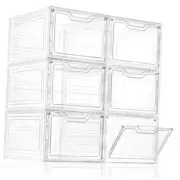 6 Pack Stackable Storage Bins with lids, 19Qt Plastic Bins for Clear-6Pack